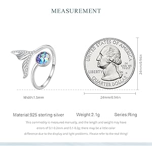 Amazon.com: Shysnow Mermaid Ring 925 Sterling Silver